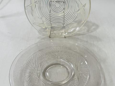 Two 1930's glass console bowls, one signed by Verame.