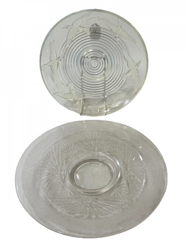 Two 1930's glass console bowls, one signed by Verame.