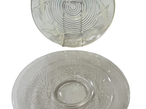Two 1930's glass console bowls, one signed by Verame. thumbnail