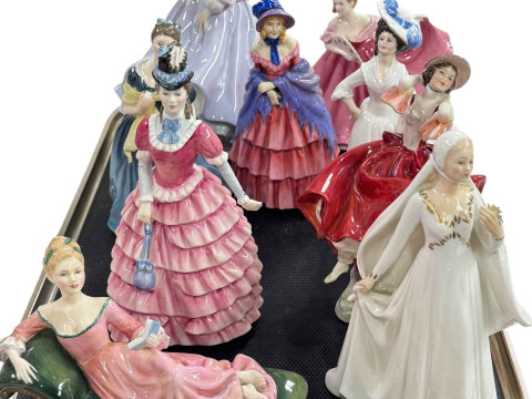 Nine Royal Doulton ladies including Free as the Wind, Diane, Repose and...