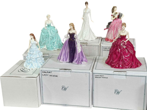 Four Coalport ladies, Lady Helen, Grand Finale, Happy Birthday and Royal...