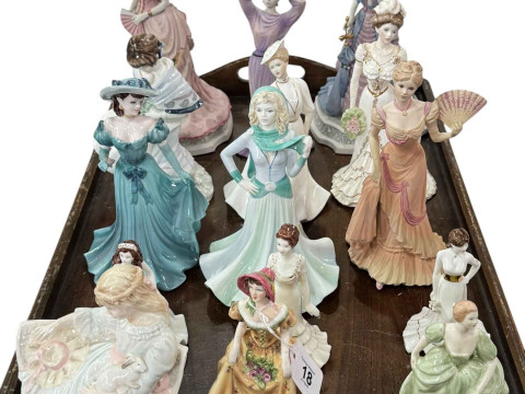 Fifteen Coalport ladies including Evening Ball, Royal Enclosure at Ascot,...