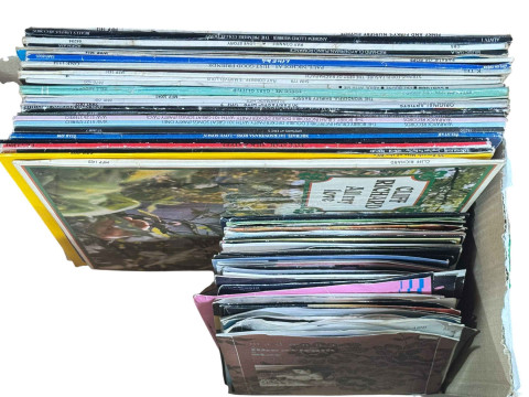 Collection of LP and single records.