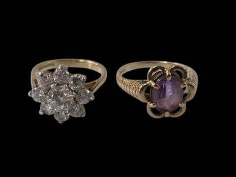 Two 9 carat gold gem set rings.