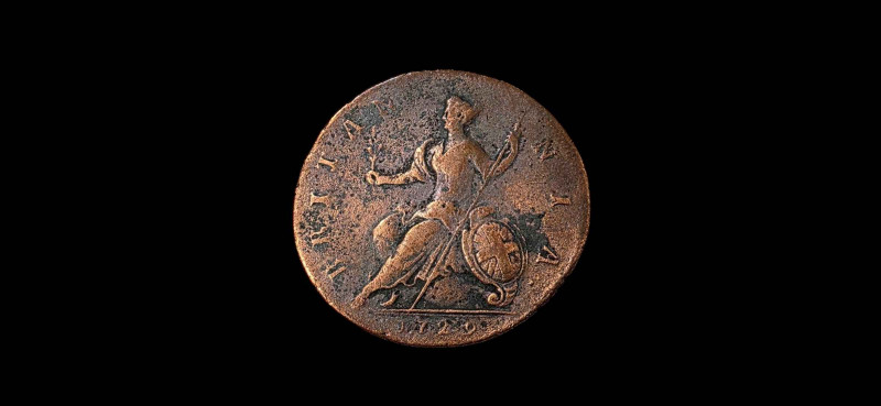 George II 1729 young Laur and Luir half penny.