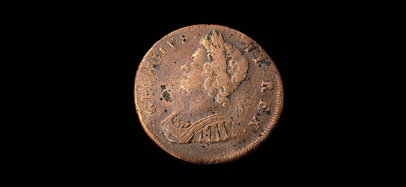 George II 1729 young Laur and Luir half penny.