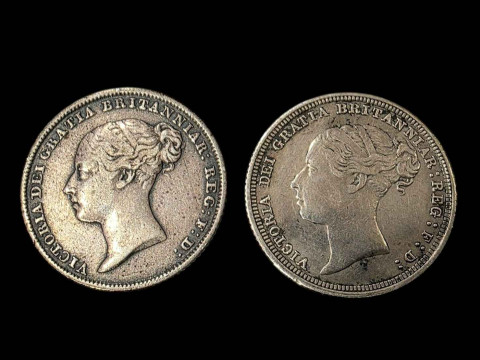 Two Victoria 1853 and 1885 silver sixpences. thumbnail