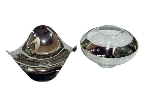 Two pieces of Georg Jensen, shaped dish and bowl.