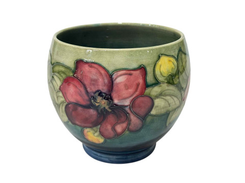 Moorcroft Pottery clematis planted, impressed mark and signed monogram,...