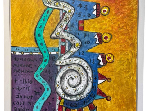 Alan Davie RA 'Do Not Cast Me Aside' oil on canvas in contemporary frame,...