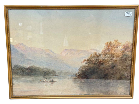 Edward Arden Tucker 1830-1909, Figures in a Boat on a Highland Lake, watercolour,...