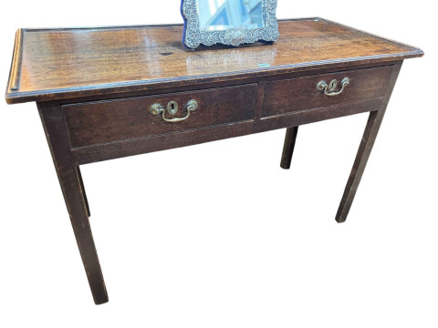 19th Century oak two drawer side table raised on square legs, 79cm by...