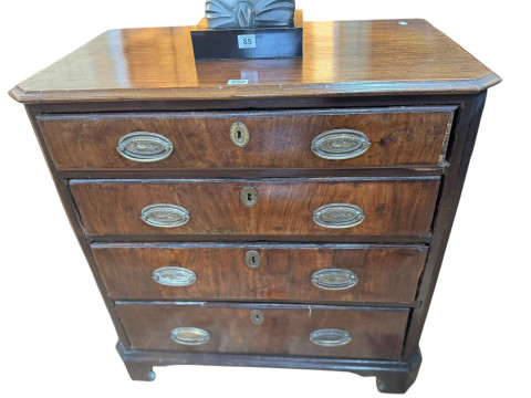 Georgian mahogany four height chest of drawers with chamfered reeded corners...