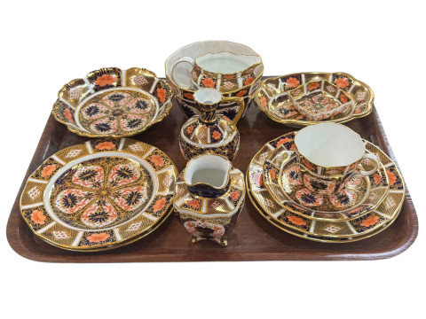 Collection of Royal Crown Derby Imari including scalloped dish, jug, bowl,...