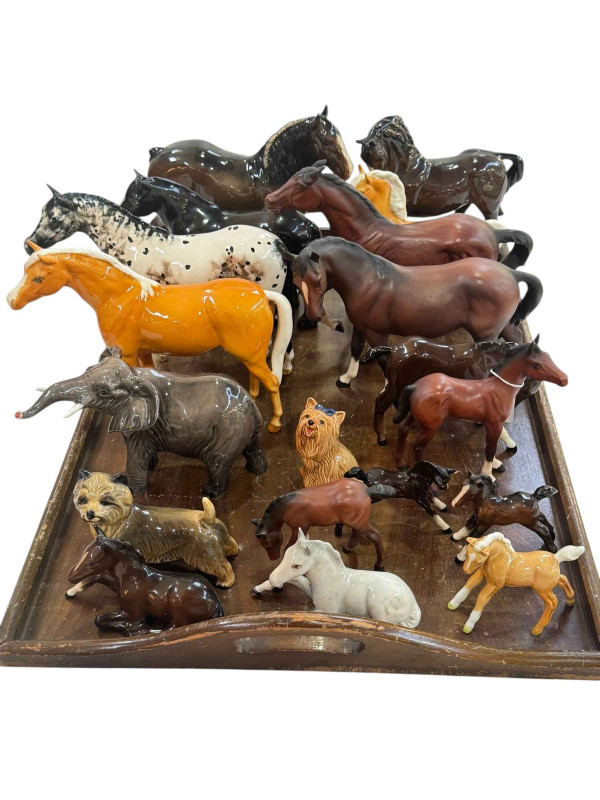 Collection of Beswick including Appaloosa, Palomino, Elephant, Foals, Dogs, etc.