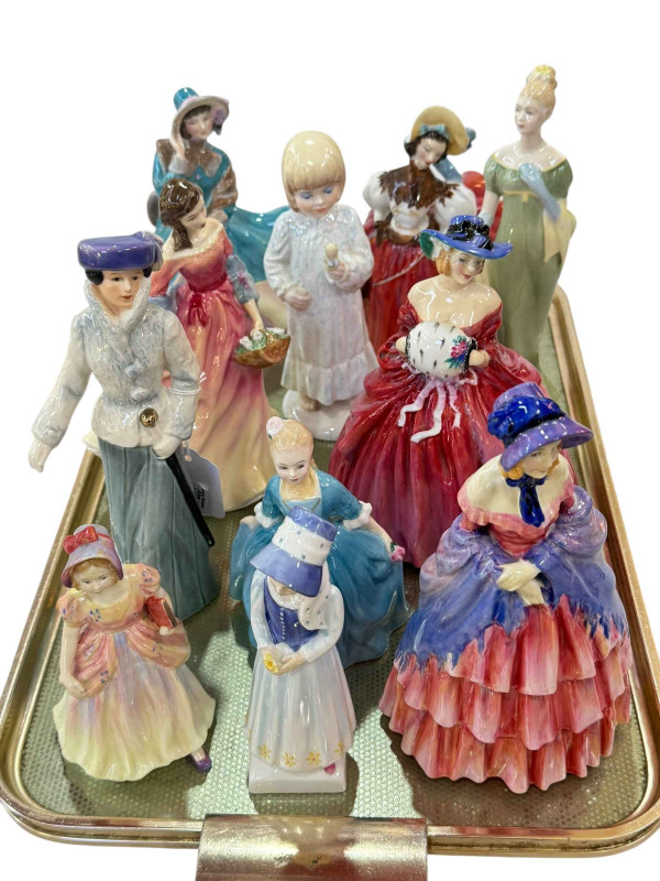 Collection of figurines including Royal Doulton, Goebel, Paragon, etc.