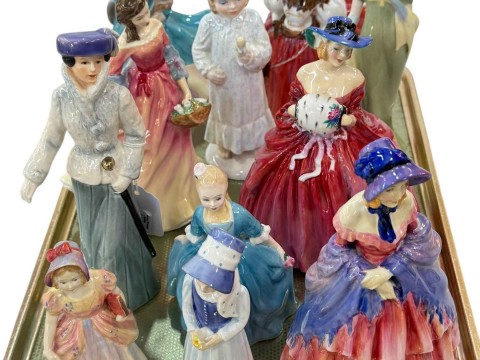 Collection of figurines including Royal Doulton, Goebel, Paragon, etc.