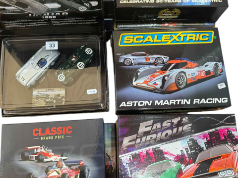 Collection of Trade Pack Scalextric including Formula One 1976, Fast and...