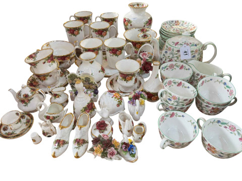 Collection of Minton Haddon Hall and Royal Albert Old Country Roses.