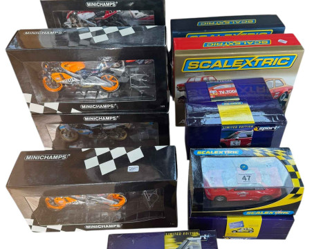 Collection of six Minichamps Motorcycles, Scalextric limited edition diecast...