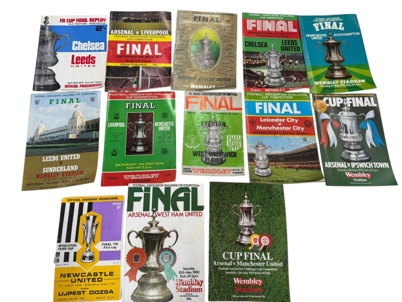 Collection of football programmes including FA Cup Finals, Newcastle Fairs Cup Home Leg, European, etc.