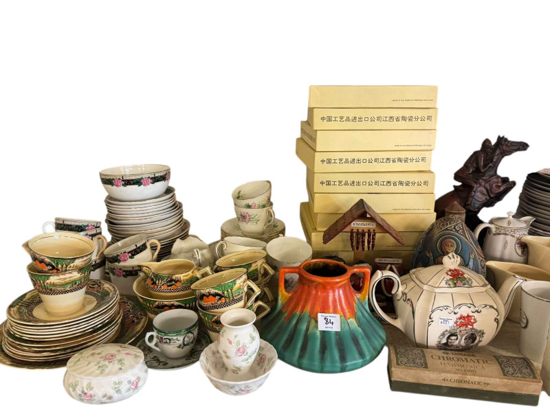 Collection of collectors plates, cut glass, Beswick, part teawares, etc.