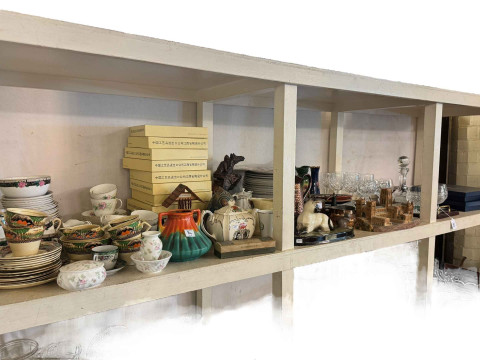 Collection of collectors plates, cut glass, Beswick, part teawares, etc.