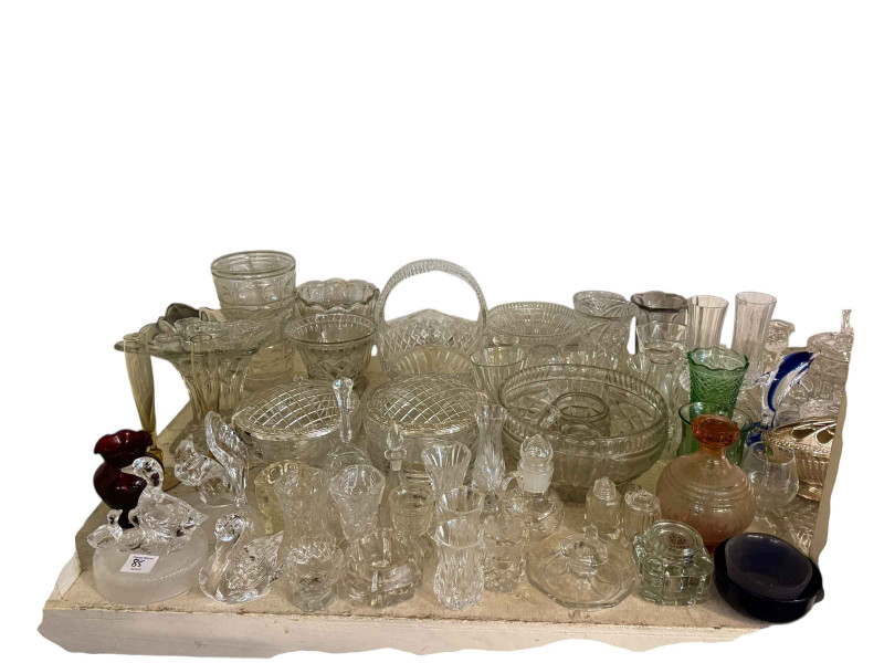 Large collection of glasswares, collectors plates, books, metalwares, etc.