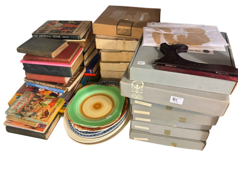 Large collection of glasswares, collectors plates, books, metalwares, etc. thumbnail