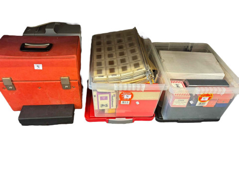 Collection of binoculars, metalwares, 8mm slides, precious stone eggs, etc. thumbnail