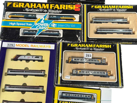Six mixed N Gauge locomotive sets.