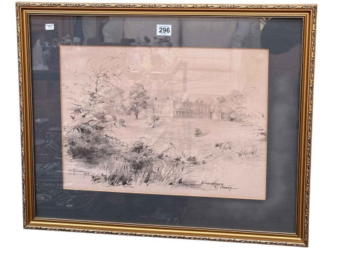 G A Fothergill (1868-1945) Windlestone, Co Durham, pencil sketch, signed...