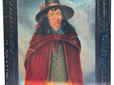 Gypsy Magician, mid 19th Century folk art image, oil on canvas, 92cm by...