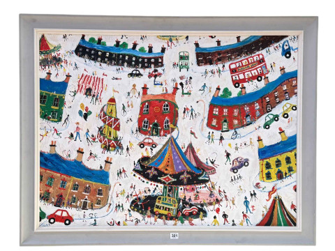 Simeon Stafford, Winter Fair, oil on canvas, signed and dated lower left,...