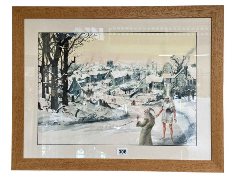 Paul Birkbeck (1939-2019), Scrooge at Christmas Past, mixed media, signed...