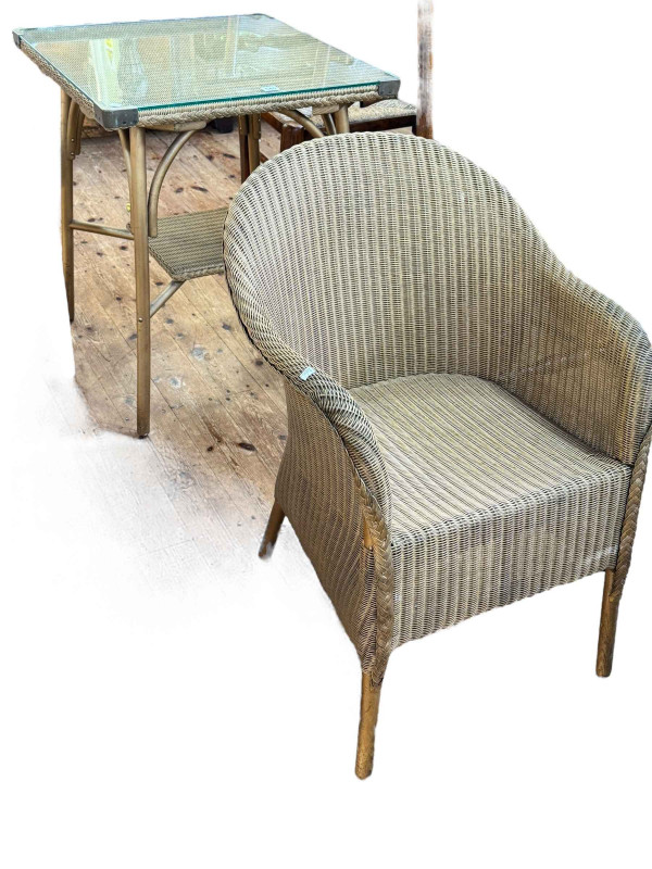 Lloyd Loom bedroom chair and matching table.