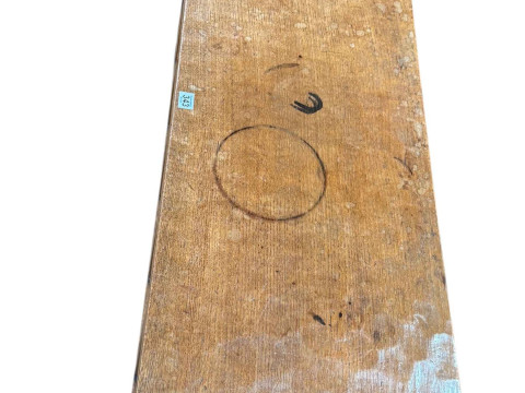 Robert Thompson of Kilburn 'Mouseman' adzed oak and panelled blanket box, 47cm by 105.5cm by 40cm. thumbnail