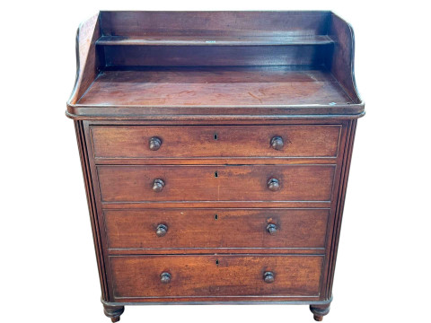 Victorian mahogany gallery topped chest of four long graduated drawers...