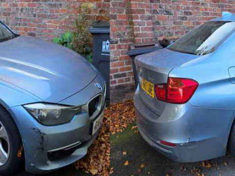 BMW 320i Efficient Dynamics petrol motor car in blue, registration number...