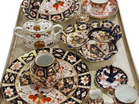 Collection of Royal Crown Derby Imari pattern china including muffin dish,...