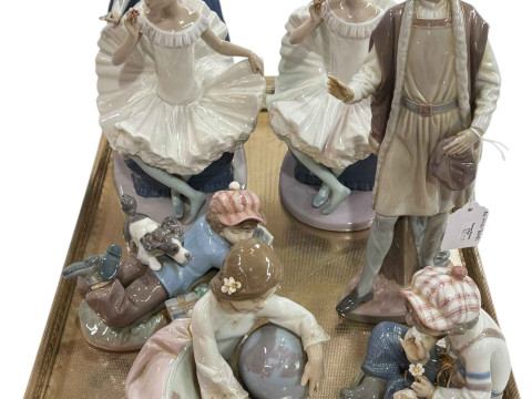 Four Lladro figures and two large Nao Ballerinas with boxes including...