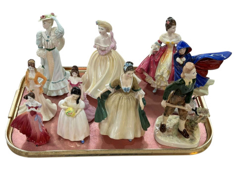 Ten assorted figures including Coalport and Royal Doulton.