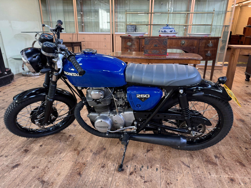 Honda CB250 K4 Motorcycle, Registration Number HFN 629L, first date of registration 25-04-1973, beautifully restored with freshly powder coated wheels, new spokes and bearings front and rear, jack seals, brake shoes, headstock bearings, the bike has electric start button and good compression.