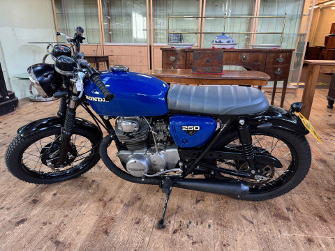 Honda CB250 K4 Motorcycle, Registration Number HFN 629L, first date of registration 25-04-1973, beautifully restored with freshly powder coated wheels, new spokes and bearings front and rear, jack seals, brake shoes, headstock bearings, the bike has electric start button and good compression. thumbnail
