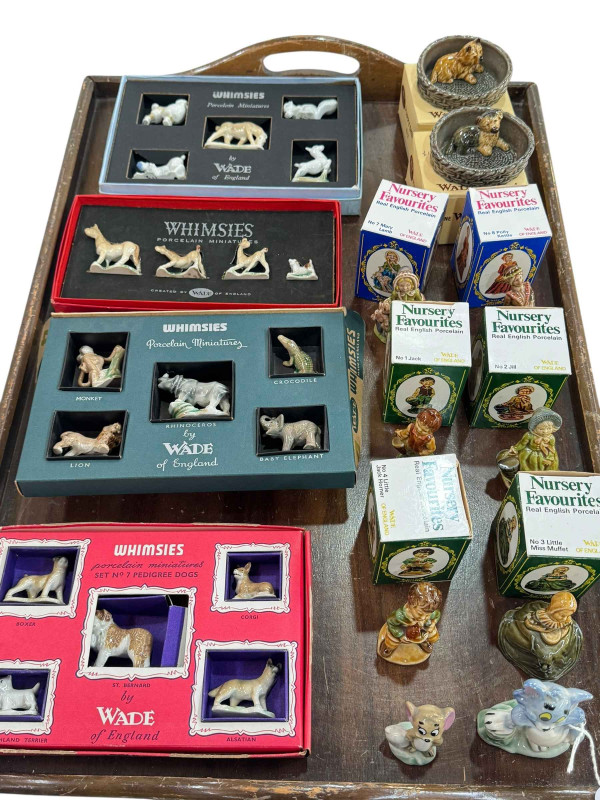 Wade Whimsies including Tom & Jerry, set no 7 Pedigree Dogs and other box sets, six nursery favourites and puppy dish.
