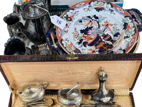 Boxed Susie Cooper coffee cups and saucers, silver plated coffee set,...