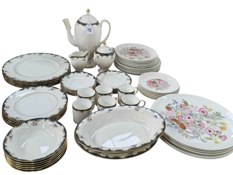 Wedgwood Chartley dinner and coffee service, 41 pieces, and Wedgwood Meadow Sweet plates (24 in 4 sizes).