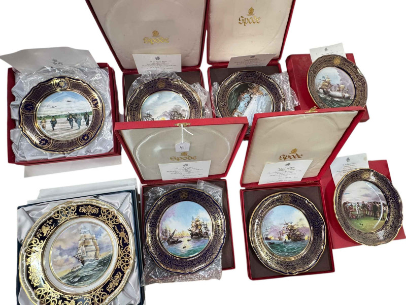 Collection of Spode Armada plates (6), Battle of Britain anniversary plate and two Royal Worcester plates 'Cutty Sark' and 'Tower Bridge'.