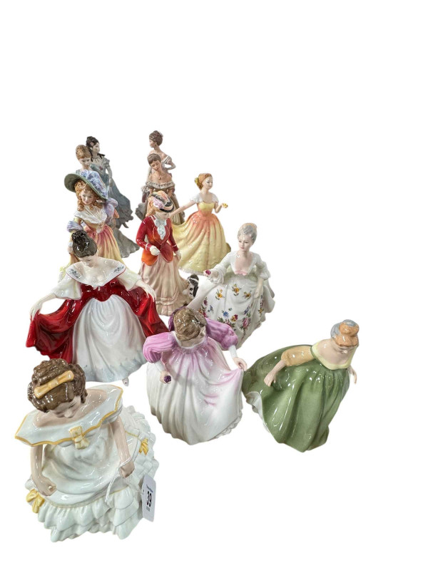 Four Coalport ladies and eight Royal Doulton figures.