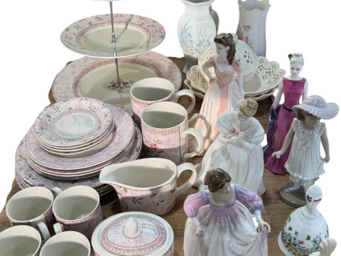 Johnson Bros Rose Damask tea and coffee ware, two Royal Doulton, two Coalport...